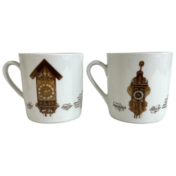 4 Mitterteich Porzellan Cappuccino Cup & Saucer Clock Pattern 7 3/4 IN Germany - Picture 8 of 13